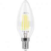 Лампа светодиодная свеча проз. Feron LB-66 7W Е14 4000К 740Lm филамент