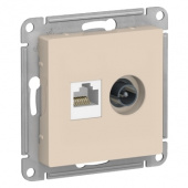 Механизм розетки  компьют. +TV 1СП бежевый "Schneider" RJ-45 кат.5Е ATN000289