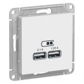 Механизм розетки 2СП USB белый Schneider ATN000133