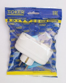 Двойник-евро "Toker" белый 16А 250В 2Т2/белый (820)