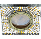Свет-к встр.потолочн. Ecola MR16 GU5.3 DL1658 прозрачн.янтар.мазайк, зерк./черн/бронза 28х95(4154)