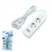 Удлинитель на 2-евророзетки /2-USB/ 3метра 16А ERIKA-2