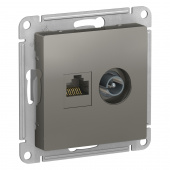Механизм розетки  компьют. +TV 1СП сталь "Schneider" RJ-45 кат.5Е ATN000989