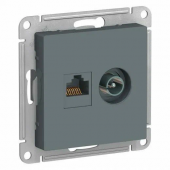 Механизм розетки  компьют. +TV 1СП карбон "Schneider" RJ-45 кат.5Е ATN001089