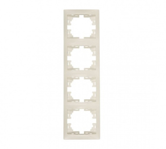 Рамка 4-ая "Lezard MIRA" вертикальная б/вст. кремовая
