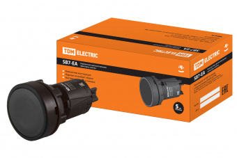 Кнопка SB-7-EA25 d22мм,1з+1р, черная ТДМ