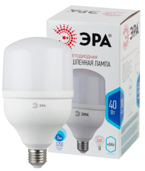 Лампа светодиодная ЭРА 40Вт 4000К E27 хол.бел. LED smd POWER