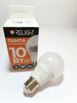 Лампа светодиодная Relight A60 10Вт 230В 4000К E27
