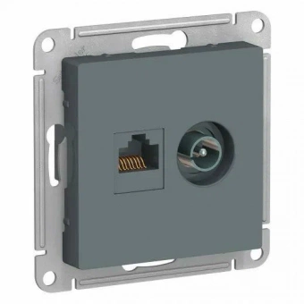 Механизм розетки  компьют. +TV 1СП карбон "Schneider" RJ-45 кат.5Е ATN001089