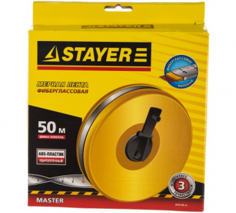 Лента мерная STAYER"MASTER" 50м,фиберглас.двусторон.полотно 3415-50_z01