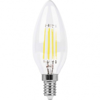 Лампа светодиодная свеча проз. Feron LB-66 7W Е14 4000К 740Lm филамент